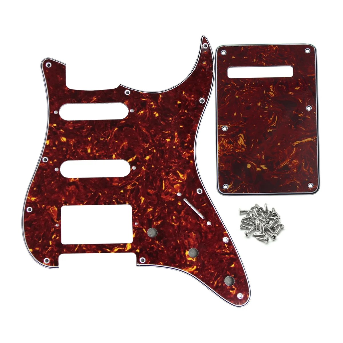 FLEOR Set of 11 Holes SSH ST Electric Guitar Pickguard HSS Scratch Plate & Back Plate & Screws, 8 Colors Choose