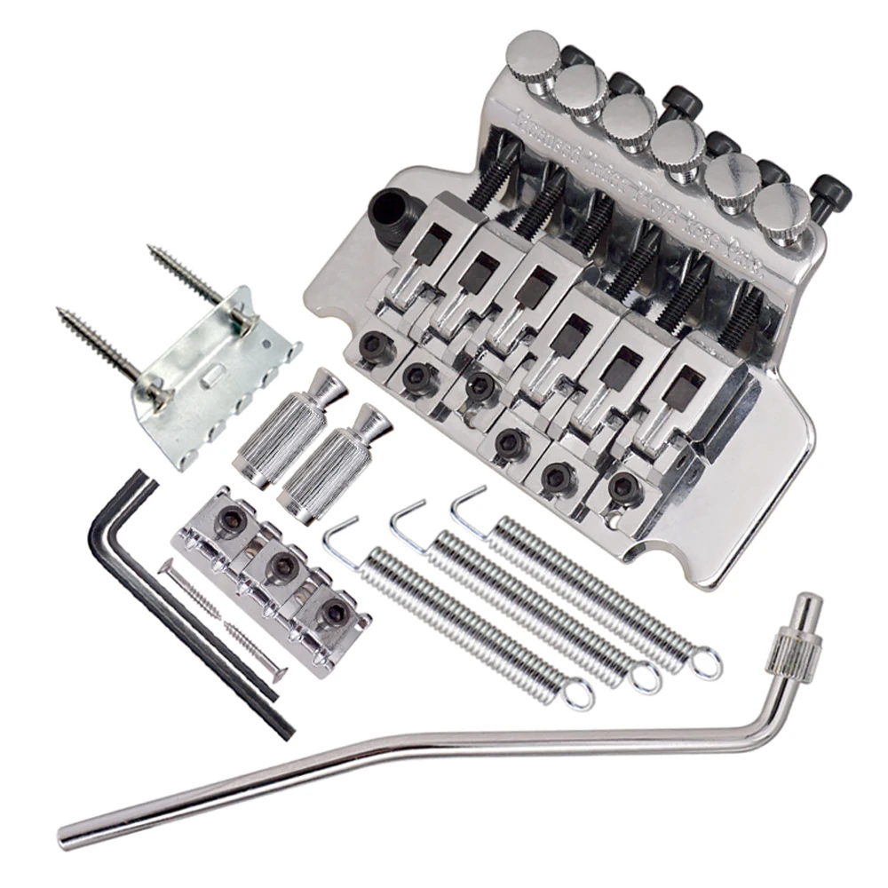 6 String Double Roll Tailpiece Saddle Tremolo Bridge System for Electric Guitar Replacement