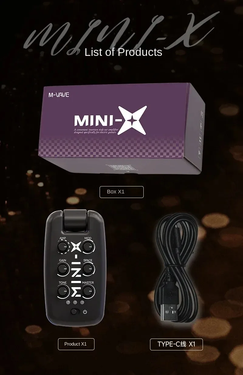 M-VAVE MINI-X Headphone Amplifier Guitar Bass Effects Portable Rechargeable Plug-In Amp Built-in 9 Different Amplifier Tones M-VAVE MINI-X Headphone Amplifier Guitar Bass Effects Portable Rechargeable Plug-In Amp Built-in 9 Different Amplifier Tones