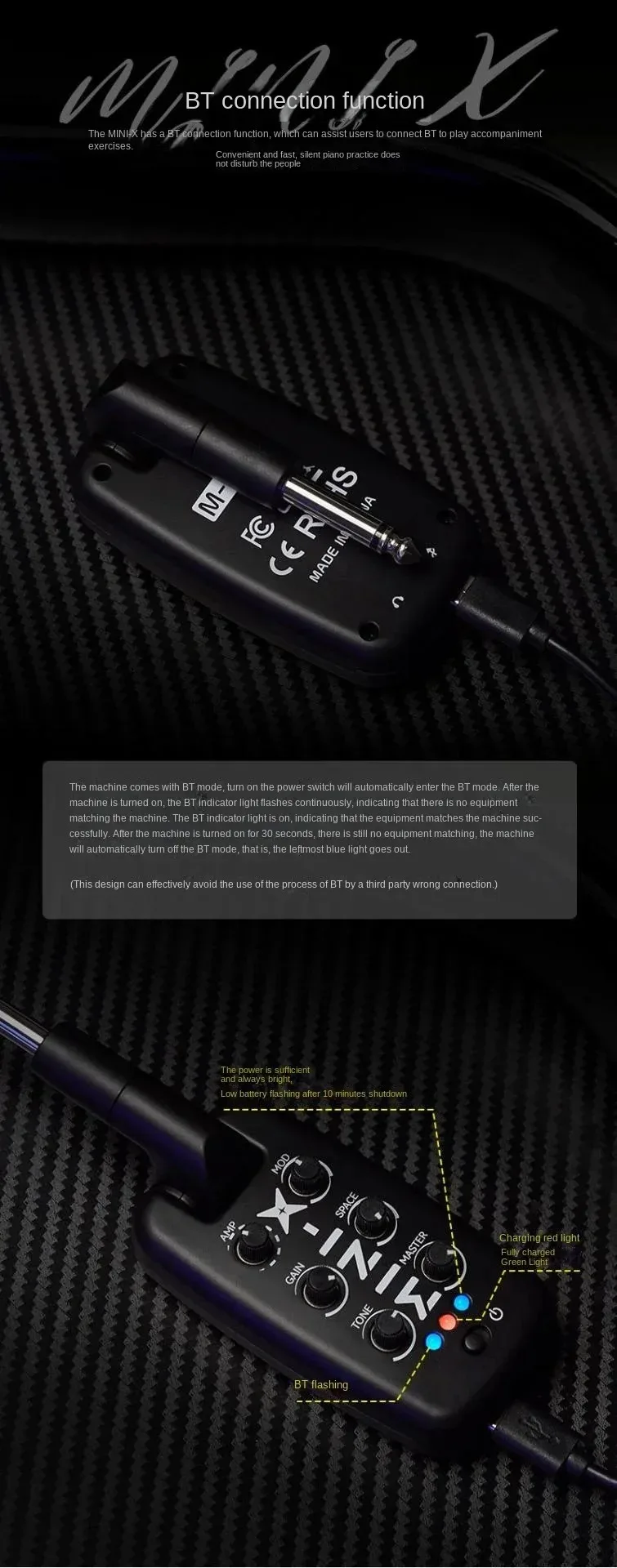 M-VAVE MINI-X Headphone Amplifier Guitar Bass Effects Portable Rechargeable Plug-In Amp Built-in 9 Different Amplifier Tones M-VAVE MINI-X Headphone Amplifier Guitar Bass Effects Portable Rechargeable Plug-In Amp Built-in 9 Different Amplifier Tones