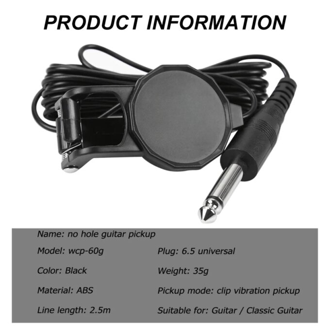 Audio Jack Clip On Pickup for Acoustic GuitarMandolinBouzoukiViolinBanjoUkulele Length 2.5 M Sound Pickup Transducer - Image 5